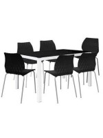 PACK SALLE A MANGER TABLE SERENA TOP EN VERRE + 6 CHAISES PRINCE